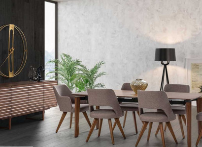 Dining room modern set sideboard 6x chair with dining table luxury design set